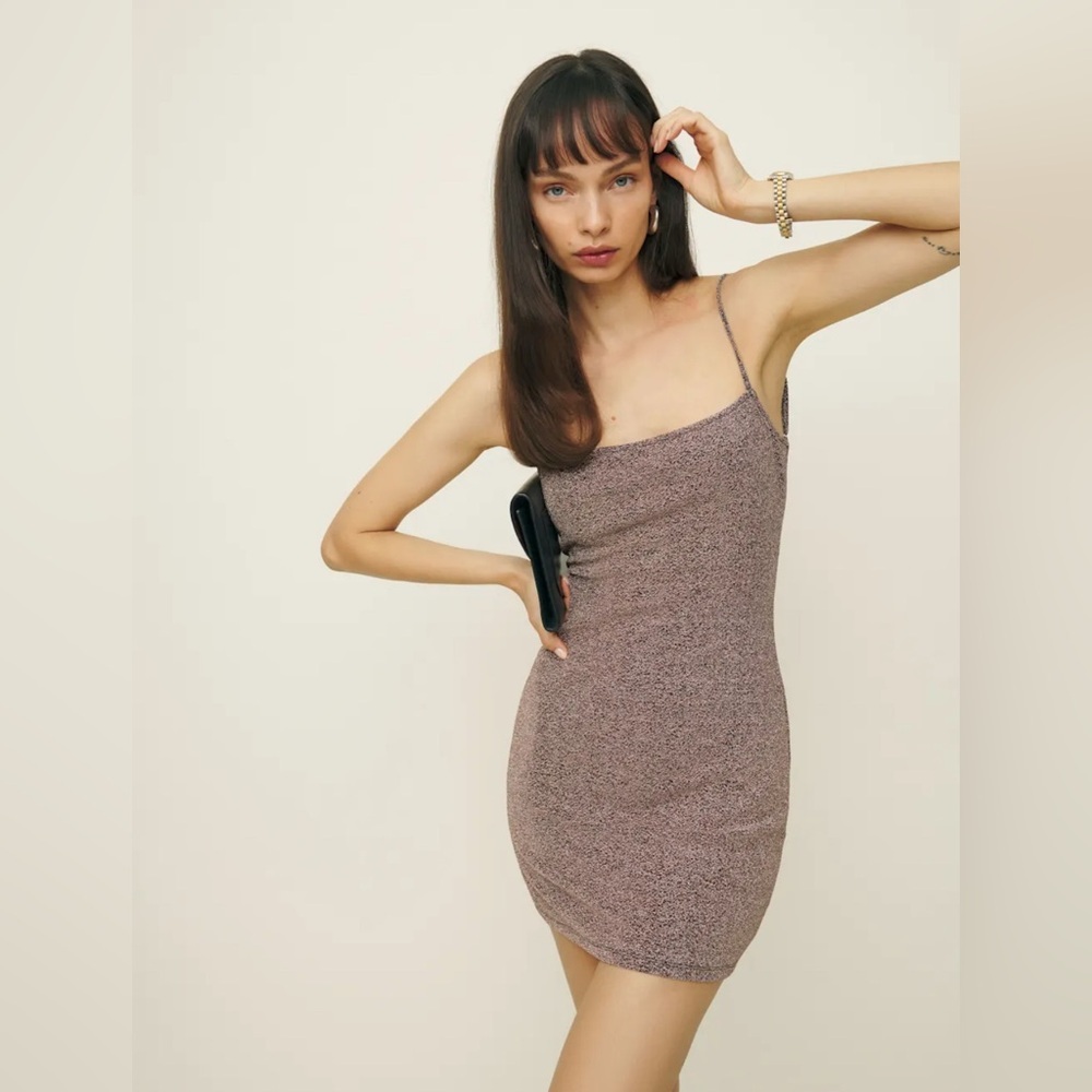 NWT Reformation x Laura Harrier Kitty Knit Dress in Chocolate Sparkle